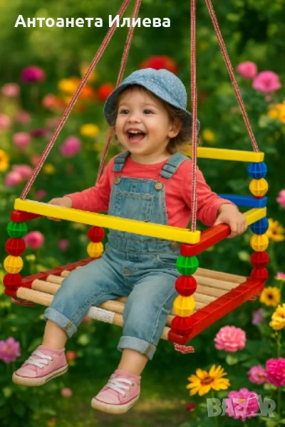 Детска  дървена люлка , снимка 1