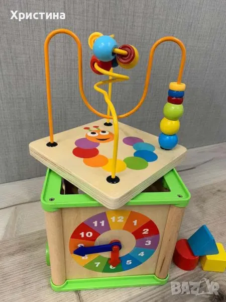 Монтесори сортер,дървено кубче,образователно, снимка 1