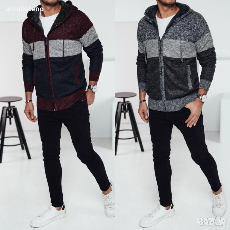 Мъжки изолиран пуловер с качулка, 2цвята , снимка 1