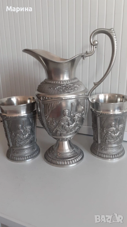 Комплект за вино "Рембрант" от калай Antik*Vintage #1171 , снимка 1