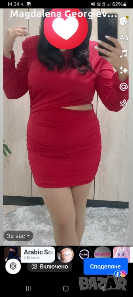 Къса червена рокля носена веднъж, снимка 1