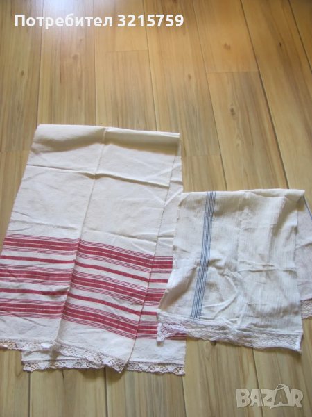 19в. кърпа, ръчно тъкан кенар, дантела , 2 броя, снимка 1