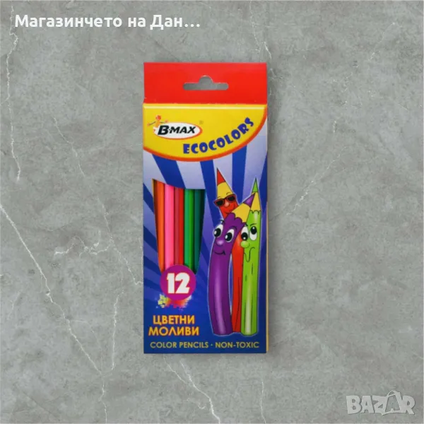 Цветни моливи B-Max - Ecocolor, 12 цвята, снимка 1