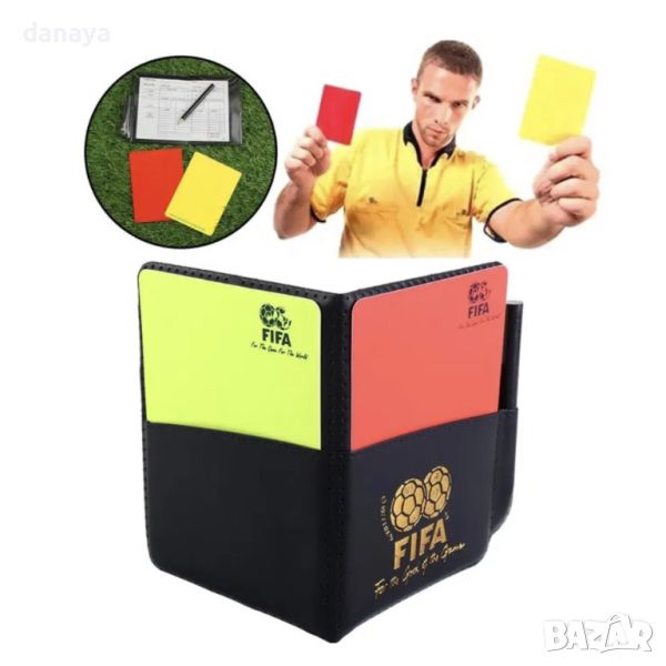 4767 Картони за футболни съдии тефтер червен жълт картон съдия футбол, снимка 1