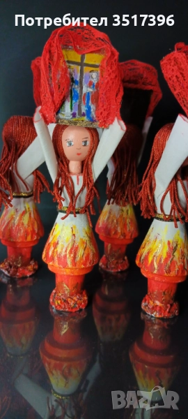 Нестинарка-Тази която танцува върху жаравата- Дървена кукла с българска национална носия, снимка 1