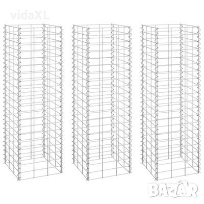 vidaXL Габиони повдигнати лехи, 3 бр, 30x30x100 см, желязо（SKU:151249, снимка 1