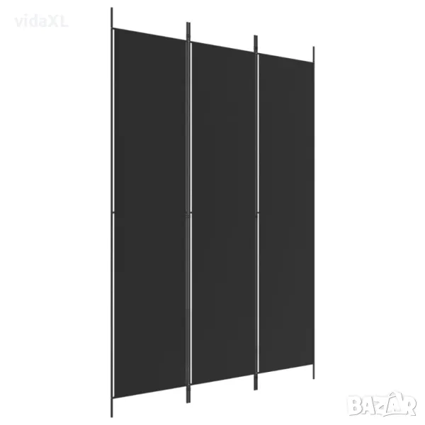 vidaXL Параван за стая, 3 панела, черен, 150x220 см, плат（SKU:350197）, снимка 1