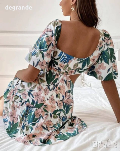 Раздвижен флорален модел рокля, снимка 1