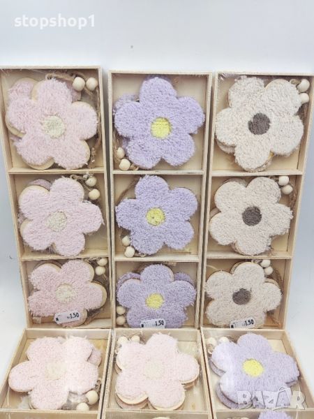 Дървени декоративни цветя 6броя в кутия , снимка 1