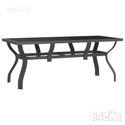 vidaXL Градинска маса, сиво-черна, 180x80x70 см, стомана и стъкло（SKU:318771, снимка 1
