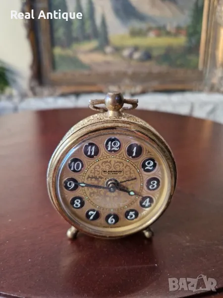 Прекрасен антикварен колекционерски немски бронзов будилник Blessing , снимка 1