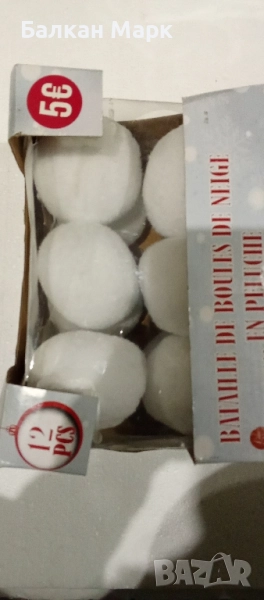 🎄 Комплект 12 бр. Коледни играчки – меки пухени топки 🎁, снимка 1