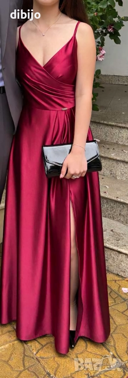 Рокля в бордо/обувки/чанта, снимка 1