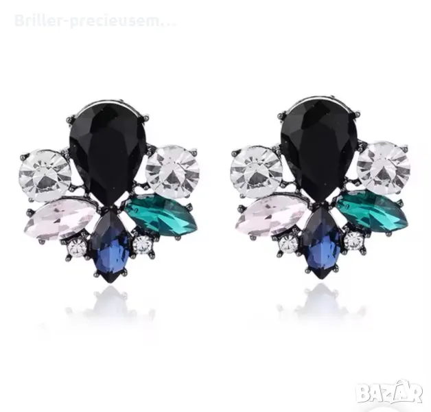 Обеци с цветни камъни , снимка 1