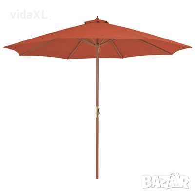 vidaXL Градински чадър с дървен прът, 300 см, теракота)SKU:44498, снимка 1