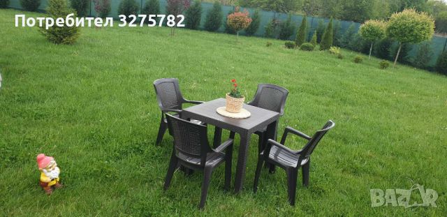 Продавам градински комплект - маса с 4 стола, снимка 2 - Градински мебели, декорация  - 45477511