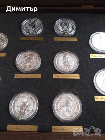 Комплект сребърни монети "Зверовете на кралицата", снимка 4 - Нумизматика и бонистика - 53522522