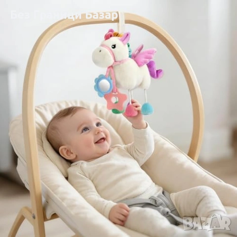 Нова Сензорна бебешка играчка конче за количка с дрънкалка и огледало, снимка 6 - Плюшени играчки - 53822695