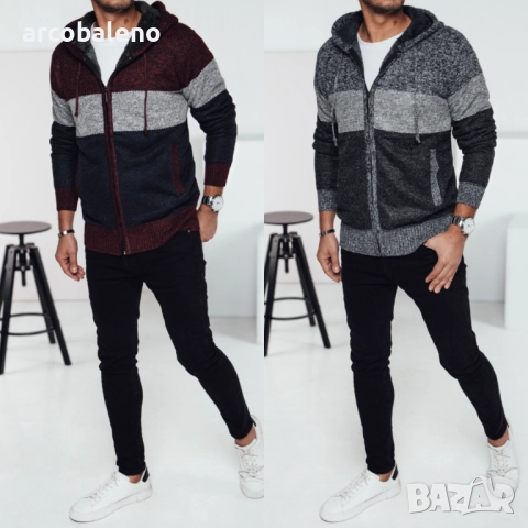 Мъжки изолиран пуловер с качулка, 2цвята 