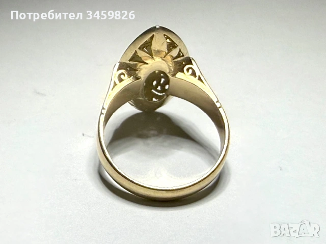 Златен пръстен Бадем, снимка 2 - Пръстени - 53801649