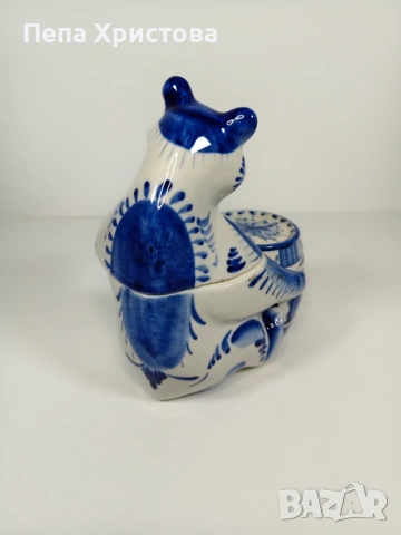 Двоен буркан от руски порцелан Гжел , снимка 4 - Други - 53753120