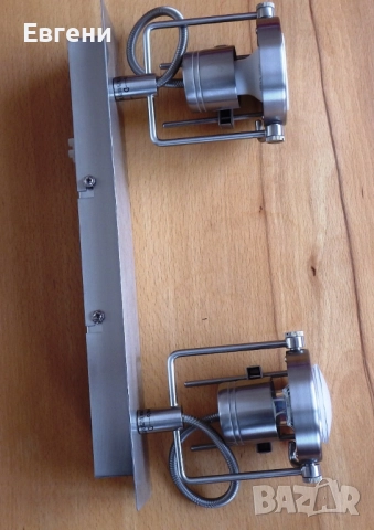 Двоен иноксов аплик (за стена или таван)с индустриален дизайн, снимка 5 - Лампи за стена - 52091534