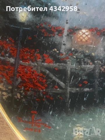 Декоративна порцеланова чинияа „Къщата на дървосекача“.САЩ., снимка 6 - Антикварни и старинни предмети - 52350605