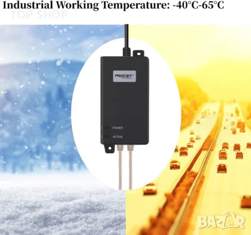 Procet 60W 5Gbps, активен PoE-Injector-Midspan 60W 55V,802.11ax,WiFi 6, снимка 3 - Кабели и адаптери - 49866441