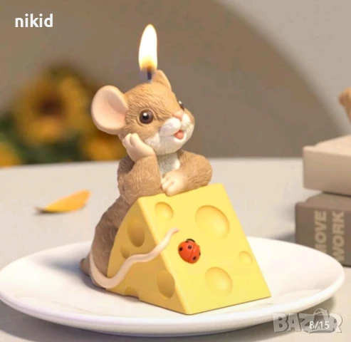 3D Мишка Мишле със сирене царевица силиконов молд форма фонфан шоколад смола гипс свещ декор , снимка 5 - Форми - 50944376