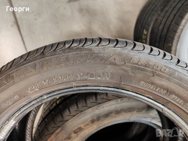 2бр.летни гуми 215/45/16 Bridgestone, снимка 4 - Гуми и джанти - 46257777