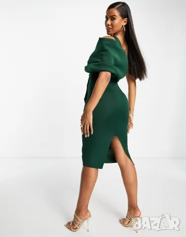 Нова дамска зелена рокля ASOS, тип неопрен, снимка 7 - Рокли - 49749743