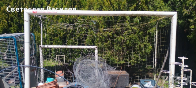 Голяма футболна врата употребявана, подходяща за двор и тренировки