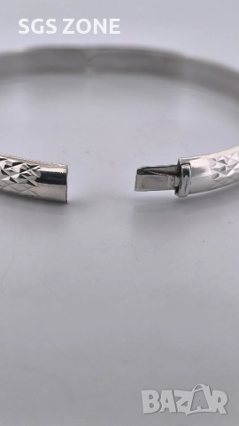 Сребърна гривна с диамантено шлифоване, снимка 7 - Гривни - 52411027