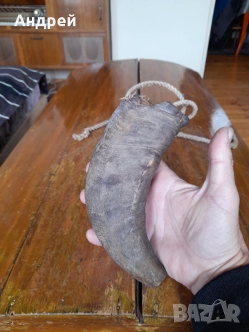 Стар рог барутница #2, снимка 2 - Други ценни предмети - 53470555