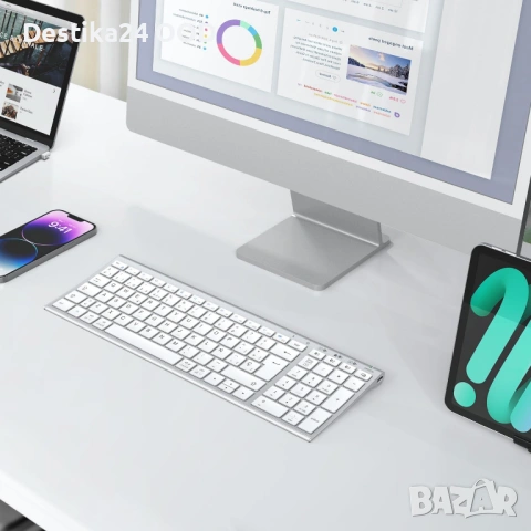 Безжична Bluetooth клавиатура за компютър таблет телефон, снимка 7 - Клавиатури и мишки - 53902554