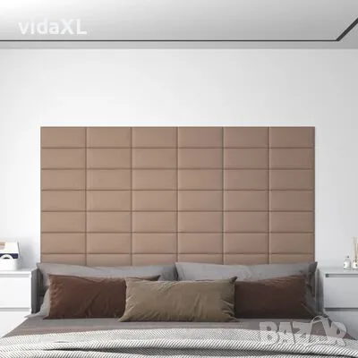 vidaXL Стенни панели 12 бр капучино 30x15 см изкуствена кожа 0,54 м², снимка 3 - Спални и легла - 48519874