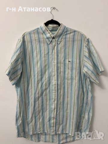 Риза Lacoste - Regular Fit XXL (бяло, зелено и синьо), снимка 1 - Ризи - 44996004