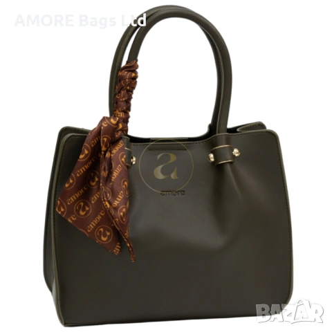Класическа дамска чанта AMORE Francesca - Green, снимка 3 - Чанти - 53584712