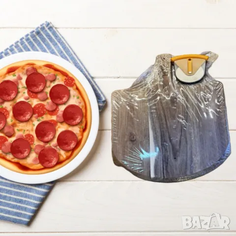 Дървена дъска за пица с уред за лесно  рязане, снимка 5 - Други стоки за дома - 49769949