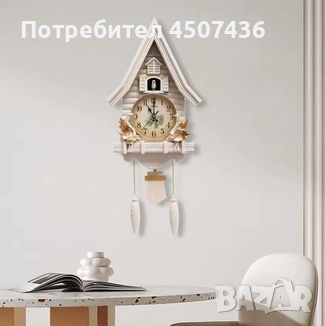 Бял стенен часовник с кукувица,форма на къща,безшумен, регулируема сила на звука, снимка 4 - Стенни часовници - 52116104