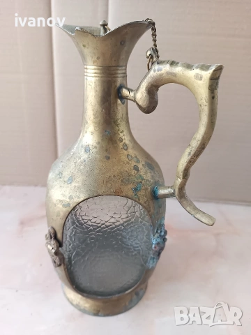 Стъклена бутилка с бронзов обков, снимка 4 - Антикварни и старинни предмети - 53758114