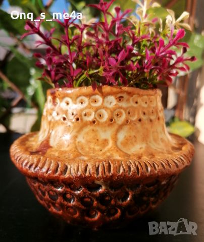 Ниска керамична вазичка 'Питка' 😄, снимка 1 - Декорация за дома - 45285933