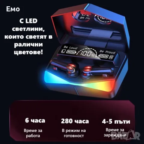 Безжични слушалки с LCD дисплей и зареждащ кейс HF28, снимка 2 - Bluetooth слушалки - 47770623