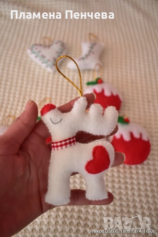 коледни играчки от филц, снимка 6 - Декорация за дома - 52749323