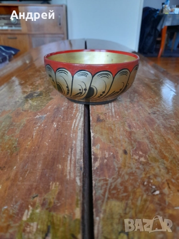 Стара дървена паница,хохлома #10, снимка 2 - Други ценни предмети - 52945320