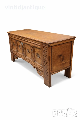 Ретро стил масивна дъбова ракла с богата дърворезба, снимка 4 - Скринове - 54064556