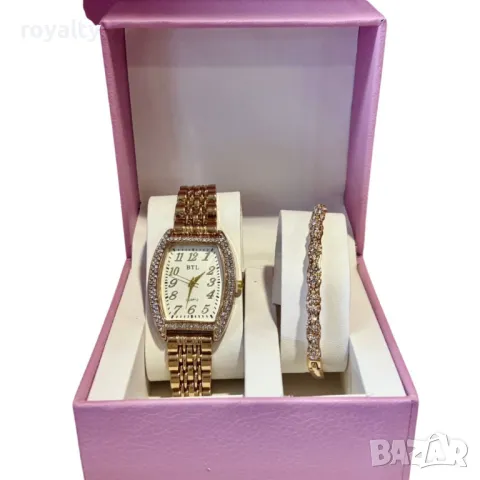 Елегантен подаръчен комплект за дами - Часовник с нежна гривна