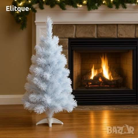 Елегантна елха в бял и син цвят 60 см – Стилна празнична декорация, снимка 4 - Други стоки за дома - 52448911