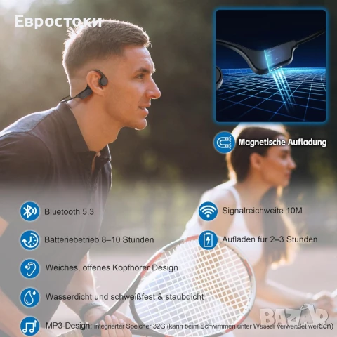Ssunvito Bluetooth слушалки за костна проводимост, водоустойчиви слушалки за плуване IP68, с отворен, снимка 6 - Bluetooth слушалки - 50746634