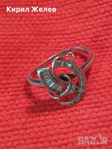 СКЪПОЦЕНЕН СРЕБЪРЕН ПРЪСТЕН СРЕБРО 925 с БЯЛА ПОЗЛАТА ЛАБОРАТОРЕН МОЙСАНИТ и ЦИРКОНИ 43175, снимка 10 - Пръстени - 49153559